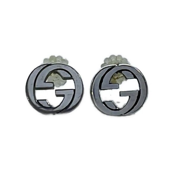 Auth GUCCI Interlocking G Silver Earrings - Picture 1 of 3